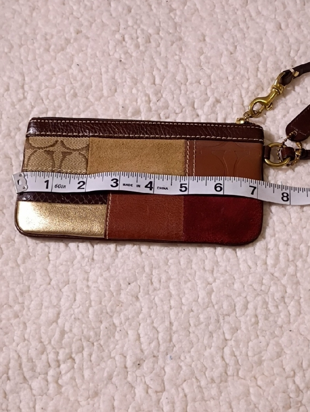 Coach Brown Leather Logo Tag Wristlet Accent with Gold Hardware - Picture 6 of 9